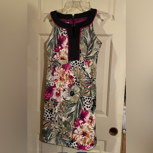 Alyx Floral Print Midi Dress - Pink and Black - Picture 1 of 7